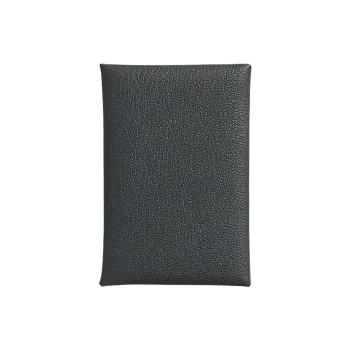HERMES Calvi Mysore Goat Skin Wallet, Coin Purse, Card Holder Women's Dusty Gray & Black