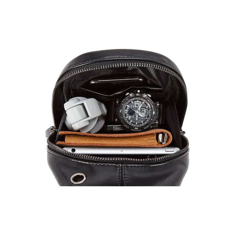 BOSTANTEN PU Crossbody Bag, Sling Bag Regular Unisex Black-4