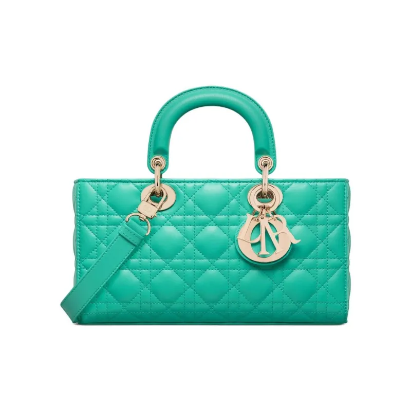 DIOR DIORIVIERALady D JOY Lambskin Shoulder Bag Crossbody Bag Handbag Medium Size Women's Tiffany Blue Color-0