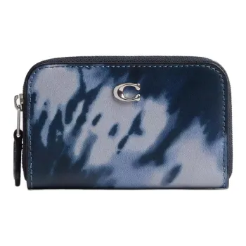 COACH Zip Around Smooth Leather Wallet Small Size Women's Midnight Navy