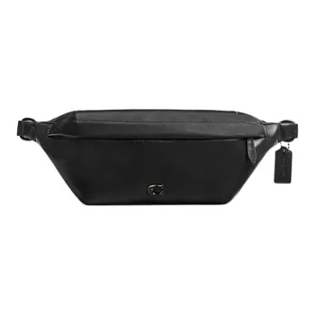 COACH Paperweight Leather Fanny Pack Large Size Women's Black