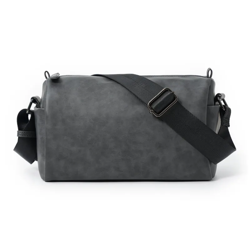 Slazenger PU Adjustable Strap Street Style Shoulder Bag Crossbody Bag Regular Unisex Black/Dark Gray/Khaki-0