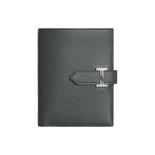 HERMES Bearn Epsom Calfskin Wallet Women's H0 Misty Gray