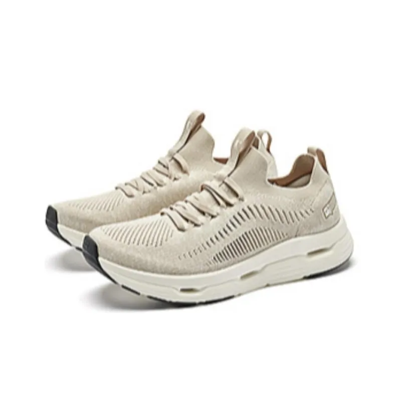 QIAODAN Shock Absorbers Slip Resistant Breathable Low Top Running Shoes Men's Beige-1