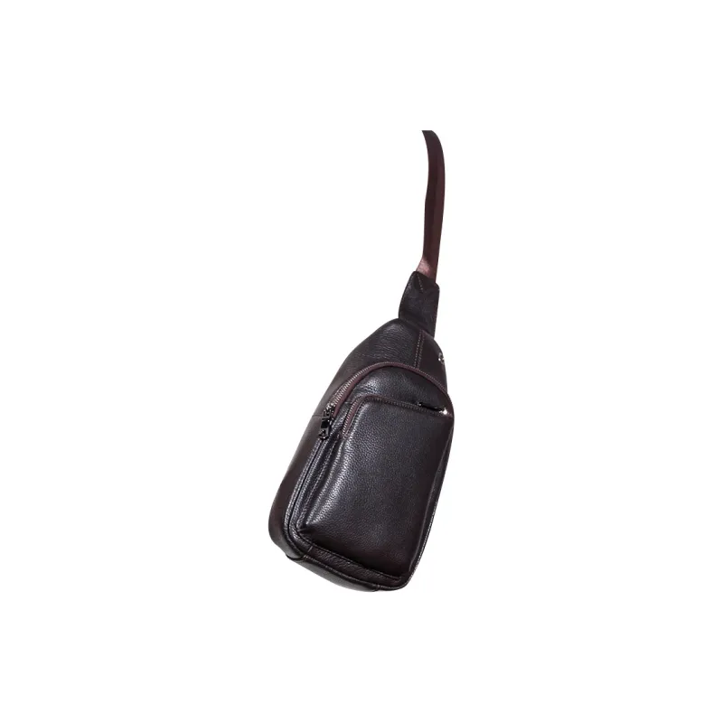 DOSRFINI Top Grain Cow Leather Sling Bag Regular Men's Black/Coffee-7