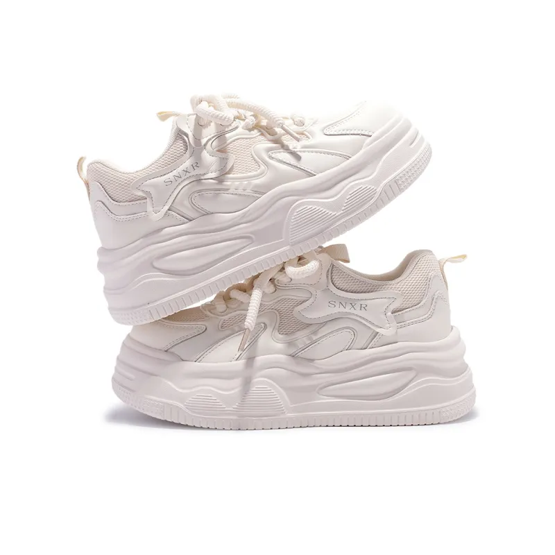 SNXR Cushioning, Slip Resistant, And Abrasion Resistant Low Top Skateboard Shoes Women's Raw White-3