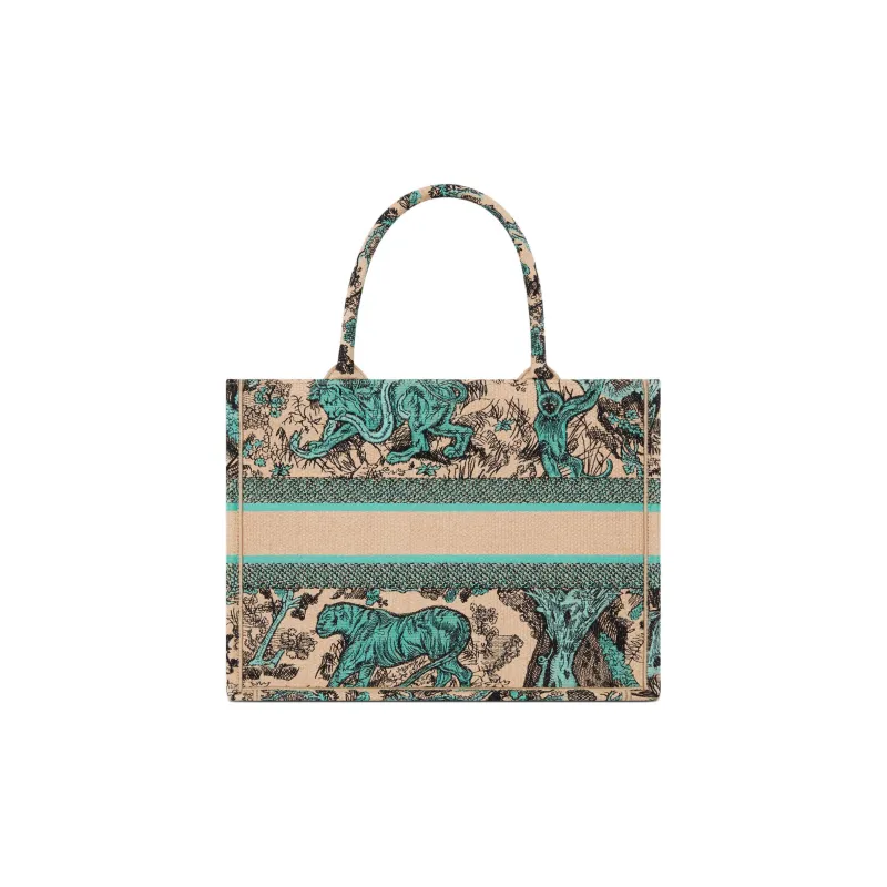DIOR DIORIVIERA Embroidery Tote Bag, Shopping Bag, Handbag Medium Size Women's Sea Blue & Beige-2