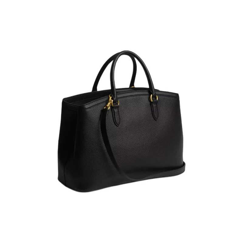 COACH Refined Pebbled Leather Tote Bag, Shopping Bag, Shoulder Bag, Crossbody Bag, Handbag Tubas Women's Brass & Black-1