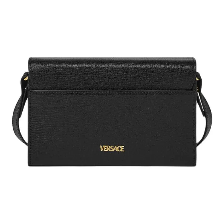 VERSACE Goatskin Messenger Bag Shoulder Bag Crossbody Bag Unisex Black-2