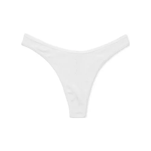 Victoria's Secret PINK COTTON HIGH-LEG THONG PANTY / Optic White Pointelle Underpants Women's 1 Pack Optical White