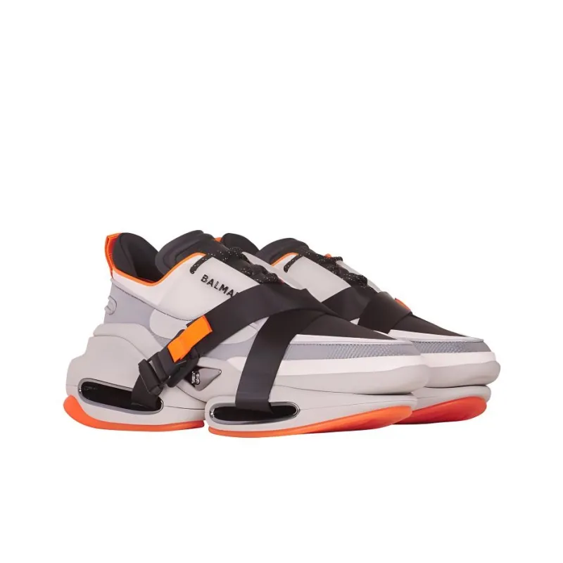 BALMAIN B Bold Abrasion Resistant Low Top Casual Shoes Men's Black Gray Orange-2