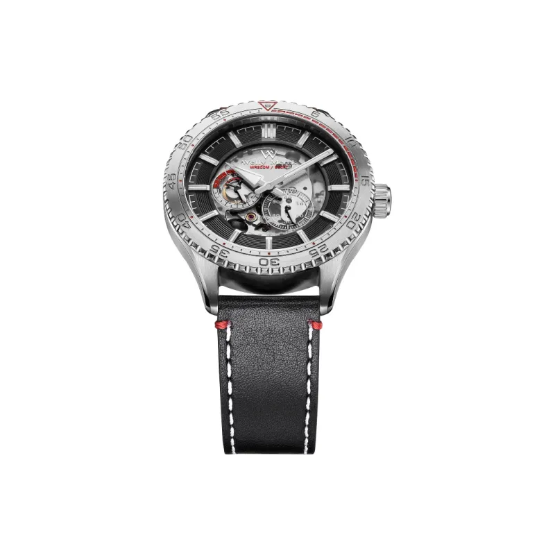 Welly Merck Automatic Mechanical Movement Men's Watches Wrist Watches 41mm 43mm Black Dial Genuine Leather Strap WM066M-5