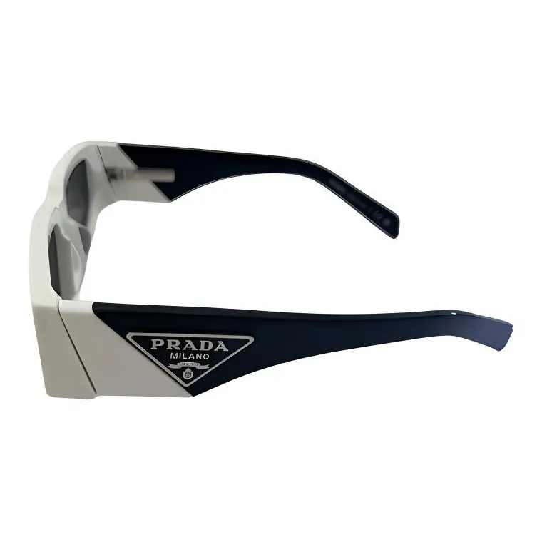 PRADA Acetate Irregular Shape Sunglasses Unisex White-1