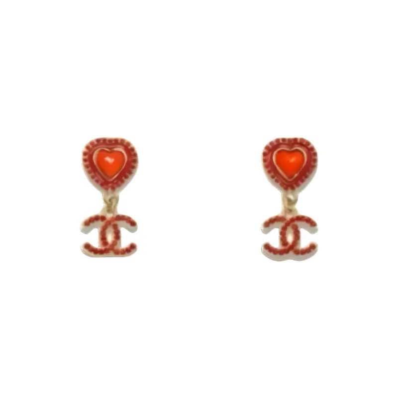 CHANEL Metal Earrings Women's Red-0