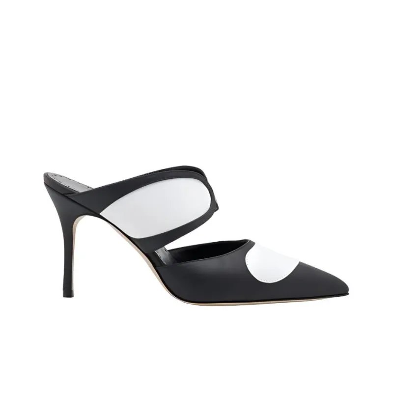 MANOLO BLAHNIK Stylish Sandal Women's Black White-1