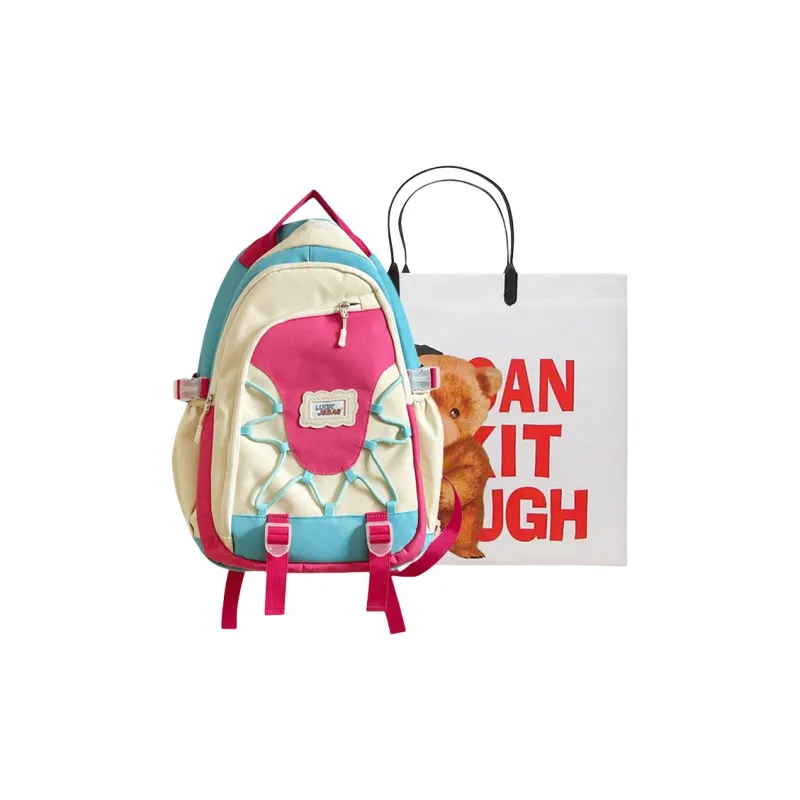 Worm's Home Nylon Backpack Regular Women's White/Red/Blue/Pink-2