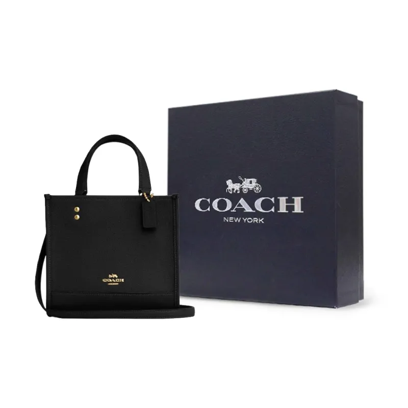 COACH Leather Sheet Music Bag Tote Bag Shopping Bag Shoulder Bag Crossbody Bag Handbag Small Size Women's Black-10
