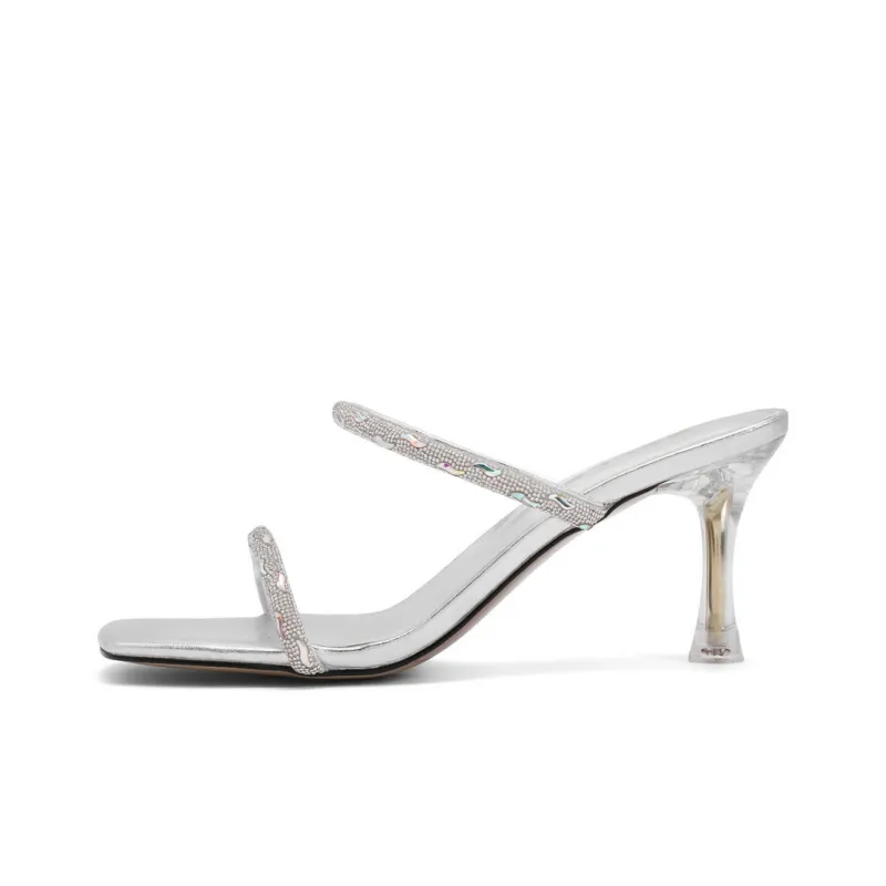 BELLE Rubber Sole Rhinestone Quiet Slip Resistant Abrasion Resistant Slide Slippers Women's-0