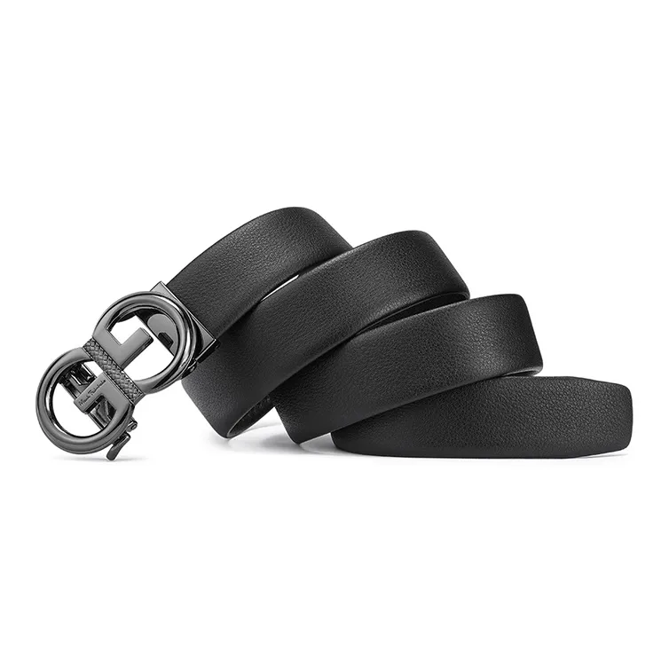 FAIRWHALE Plain Weave Top Grain Cow Leather Automatic Buckle Genuine Leather Pant Belt Men's Width 3.5CM-1