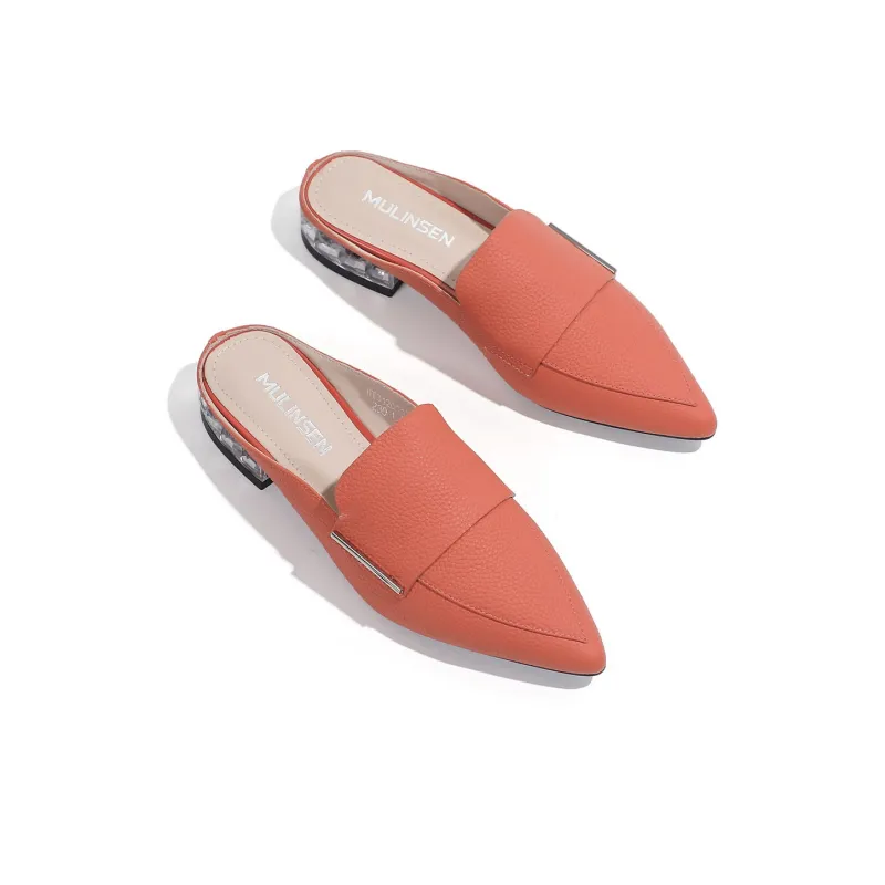 Mulinsen Rubber Sole Stitching Abrasion Resistant Slip Resistant Closed Toe Slippers Women's Orange-2