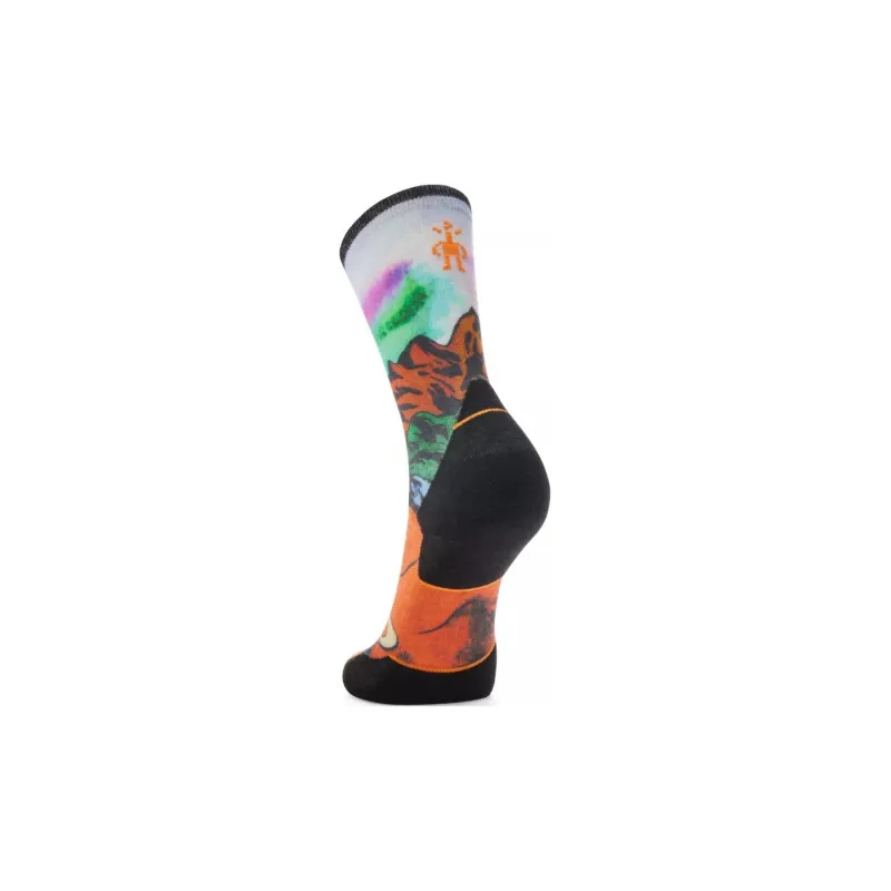 SMARTWOOL Trail Run Singletrack Print Crew Socks Mid-Calf Socks Men's 1 Pack Orange Rust-1