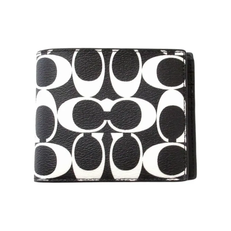 COACH 3 IN 1 Wallet Coated Canvas Wallet Mini Women's Cannonball Bronze & Black & Chalk-1