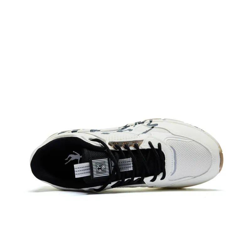 QIAODAN Wear Resistant Lightweight Height Increasing Low Top Casual Shoes Women's Ivory Black-3