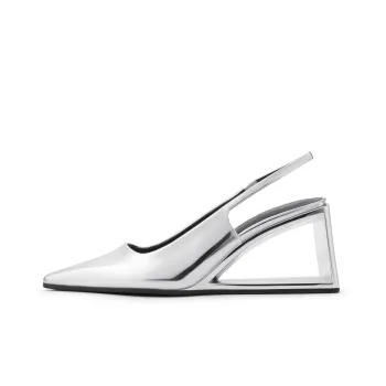 CHARLES&KEITH Small CK Goth Style Strap Sandals 7.6cm Women's Silver Silver/Black Box Black
