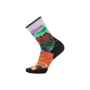 SMARTWOOL Trail Run Singletrack Print Crew Socks Mid-Calf Socks Men's 1 Pack Orange Rust