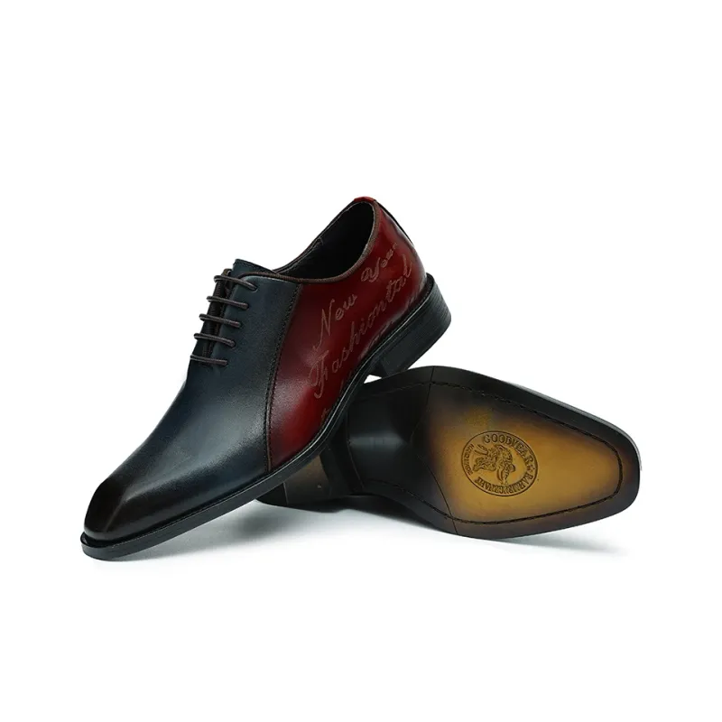 ASTON M.JAZZ Dress Shoes Men Low Top Blue/Brown-7
