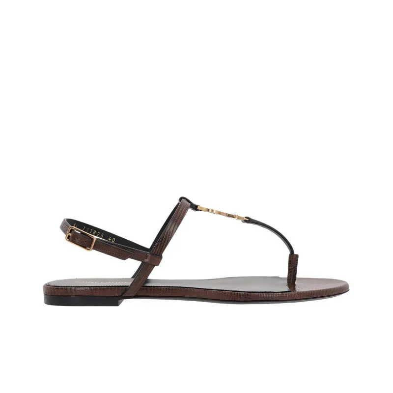 SAINT LAURENT Logo Plaque Open Toe Sandals Women's-1