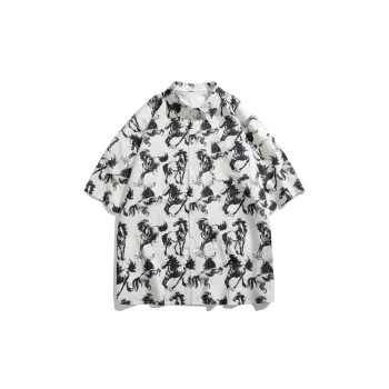 DJ.SPIRIT Shirts Unisex Beige Apricot Ink Wash Galloping Horse