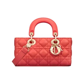 DIOR Lady D Joy Lambskin Lady Dior Bag, Shoulder Bag, Crossbody Bag, Handbag Trumpets Women's Coral