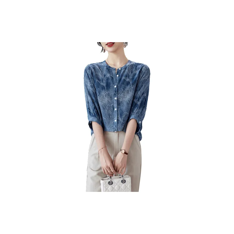 To The West SS24 Shirt Women's Denim Blue-1