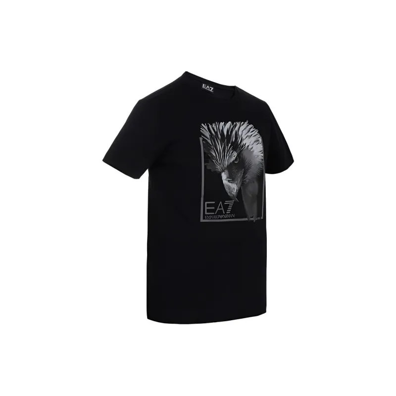 EMPORIO ARMANI EA7 Logo Print Casual Crew Neck Short Sleeved T Shirt T Shirt Men's Black-2