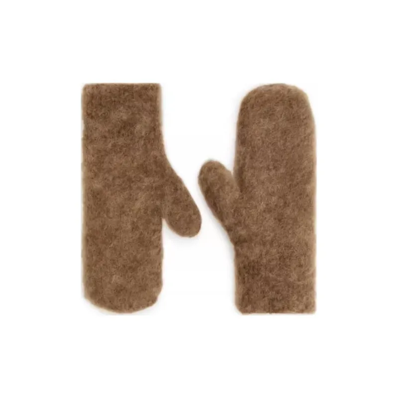 ARKET Mohair Wool Polyamide Elastane Knit Gloves Women's Brown-0