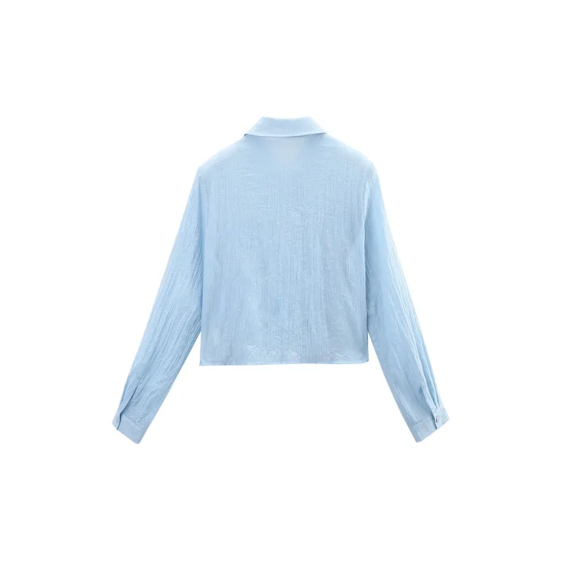 A Paradise For Awakening Cropped Coats Women's Blue-1