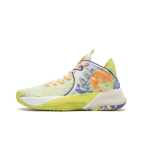 QIAODAN Basketball Shoes Men Low-Top Jordan White Eustoma Purple