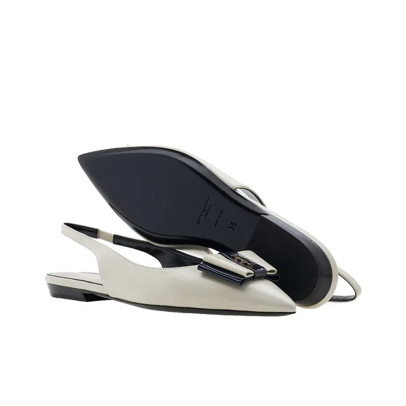 SAINT LAURENT Pointed-toe Slingback Ballerina Shoes-4