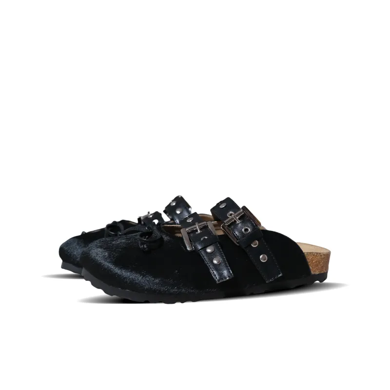EYGPAP Rubber Sole Leather Patchwork Odor Resistant Abrasion Resistant Slip Resistant Closed Toe Slippers Women's-5