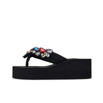 XMISTUO Rubber Sole Rhinestone Quiet Abrasion-Resistant Slip-Resistant Flip Flops Women's