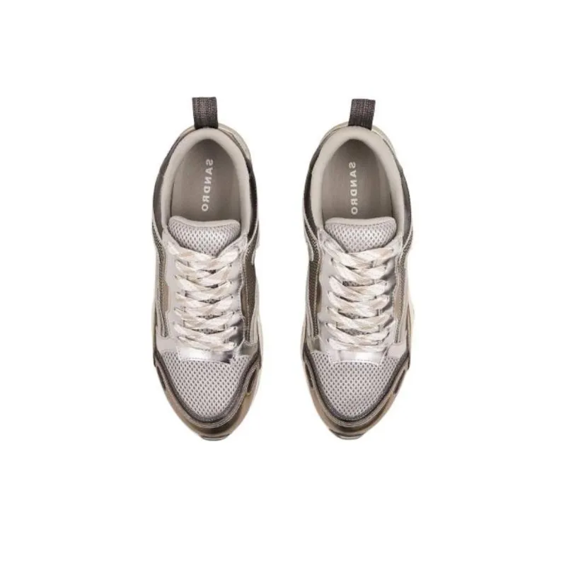 Sandro Low Top Casual Shoes Women's Silver-3
