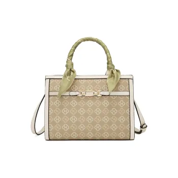 MEXICAN Polyurethane One Shoulder Handbag Regular Women's Dark Brown/Ecru/Light Gray Green
