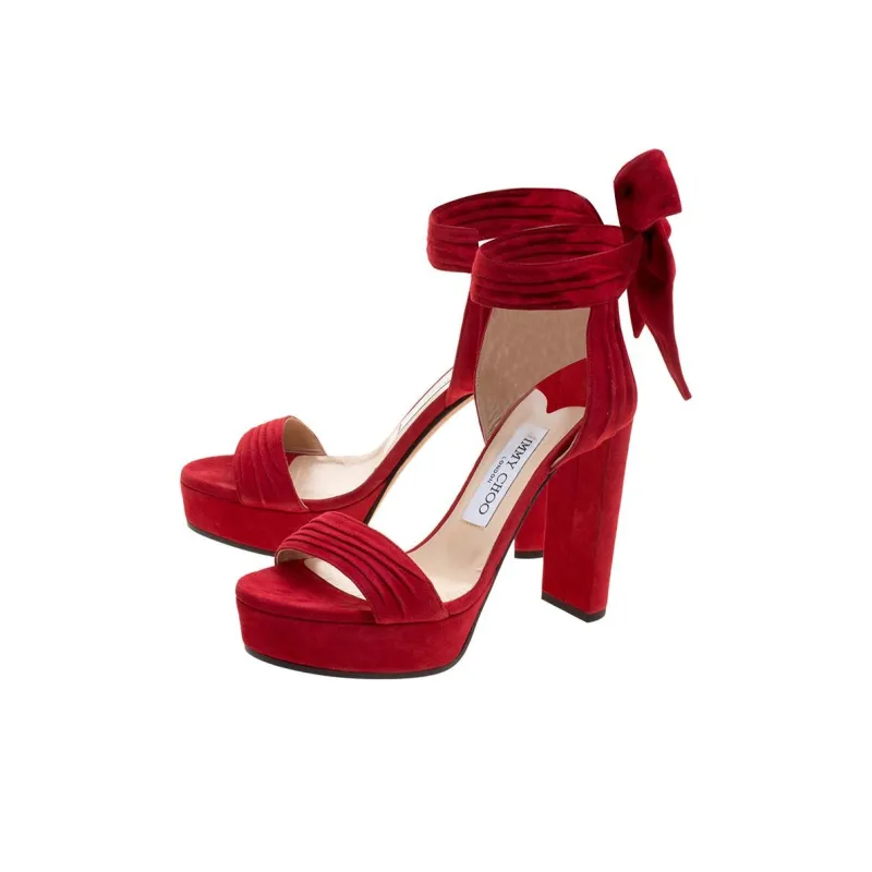 Jimmy Choo Kaytrin Strap Sandals 12cm Women's Red-3