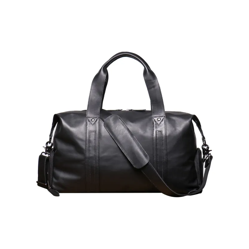 DOSRFINI Top Grain Cow Leather Travel Bag Regular Men's Black-6