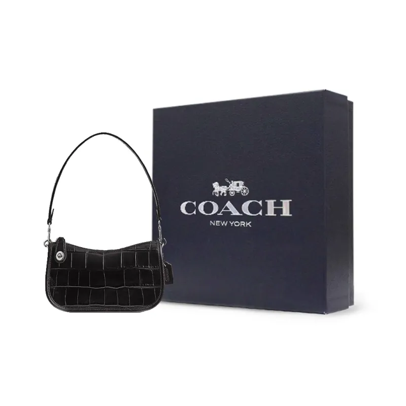 COACH Swinger Cow Leather Handbag Shoulder Bag Small Size Women's Black-8