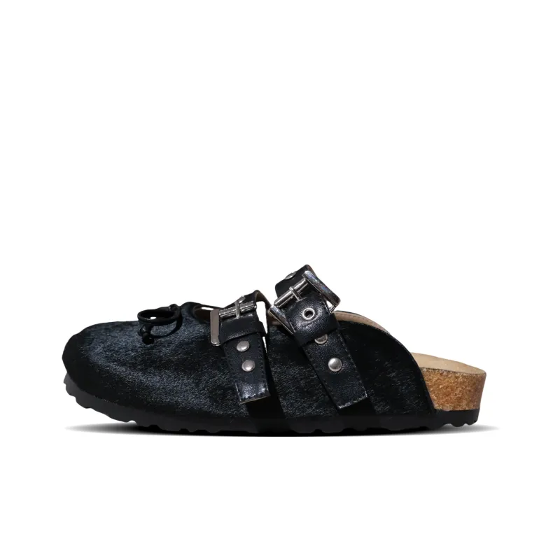 EYGPAP Rubber Sole Leather Patchwork Odor Resistant Abrasion Resistant Slip Resistant Closed Toe Slippers Women's-4