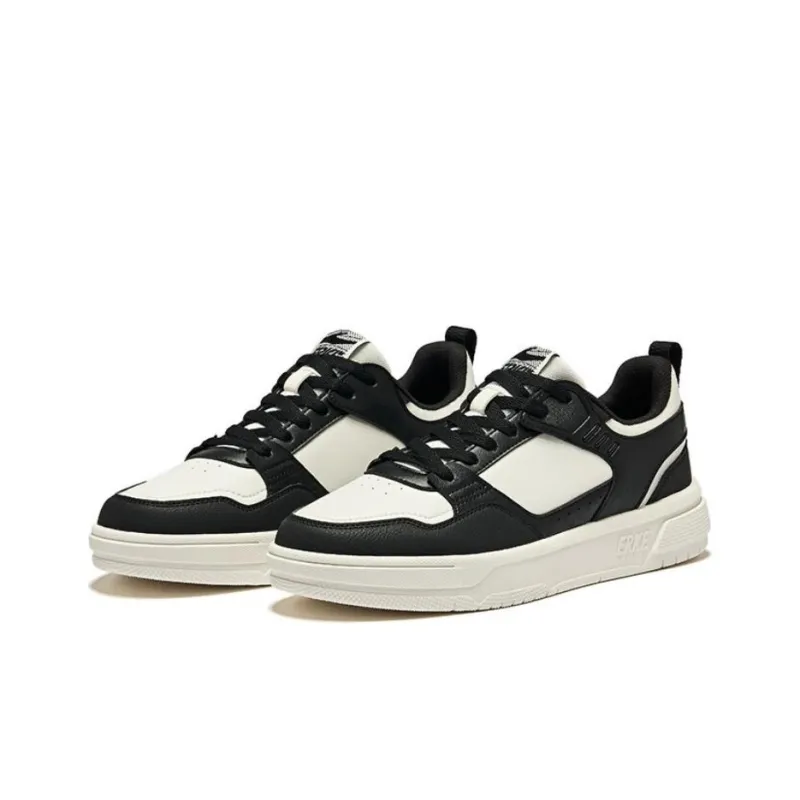 Erke Anti Slip Wear Resistant Low Top Skateboard Shoes Men's Microcrystal White/Jet Black-2