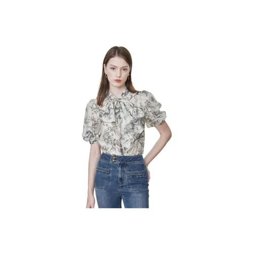 Caroline Chiffon Shirts Women's Mist Deep Forest