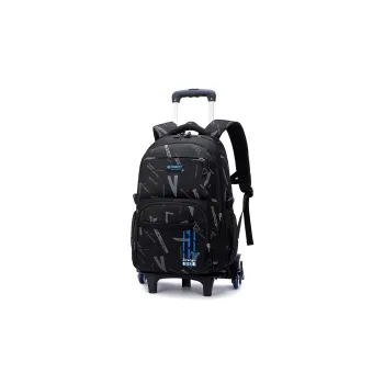 Natural Fish Textile Nylon Pull Handle Backpack Regular Black & Royal Blue Black & Gray Black & Sky Blue Black & Yellow